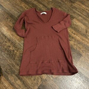 Free People Terracotta Ribbed Mini Dress